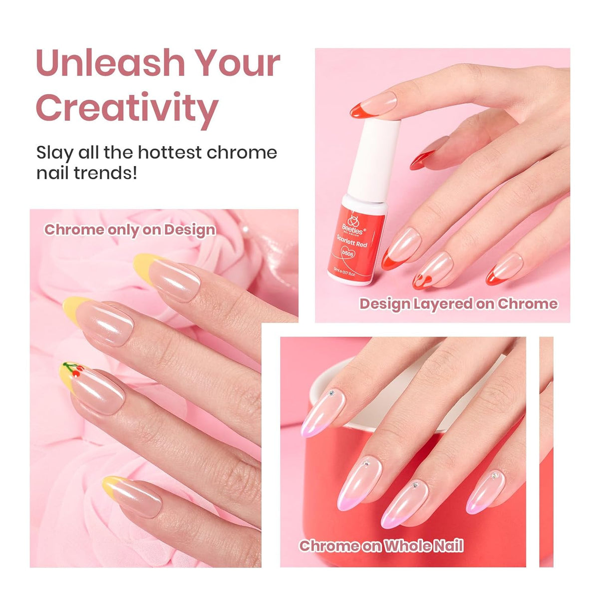 Beetles Gel Liner Nail Art Polish Set Pastel Gel Nail White Gold Red Glitter Neon French Tip Nails