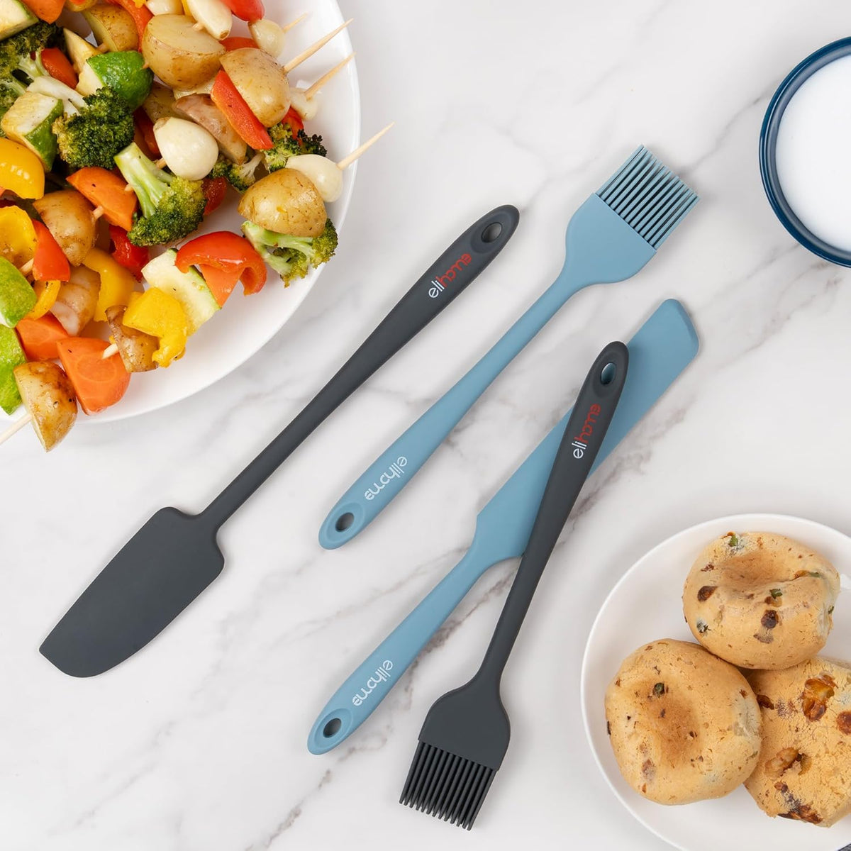 Elihome Mini Silicone Spoonula - Non-Stick Heat Resistant Silicone Scraper Spatula for Mixing