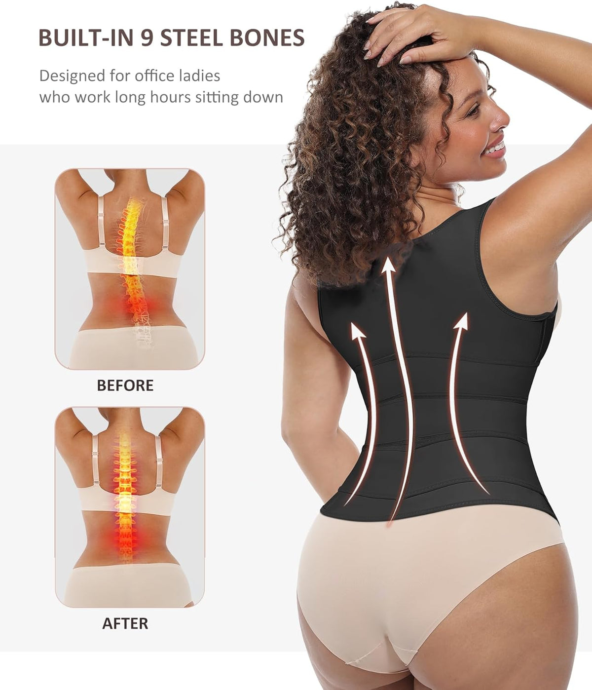 FeelinGirl Waist Trainer for Women Latex Waist Trainers Vest Plus Size Waist Cincher Corset 3 Belts