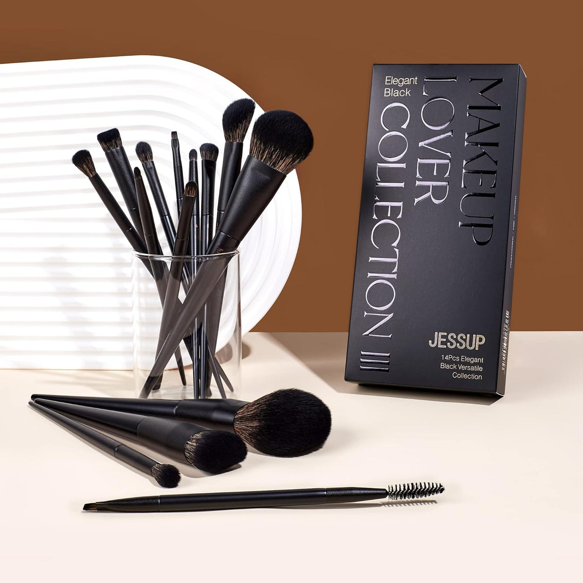 Makeup Brushes Set Jessup Make up Brushes 14Pcs Black Kabuki Foundation Eyeshadow Contour Concealer
