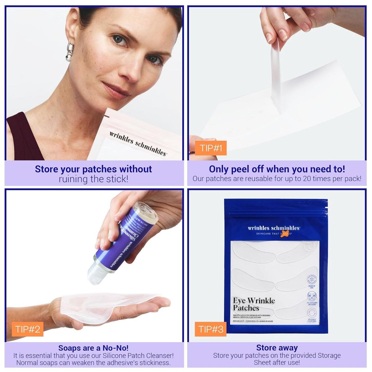 Wrinkles Schminkles Under Eye Wrinkle Starter Pack - Set of Reusable Under Eye Wrinkle Patches (3