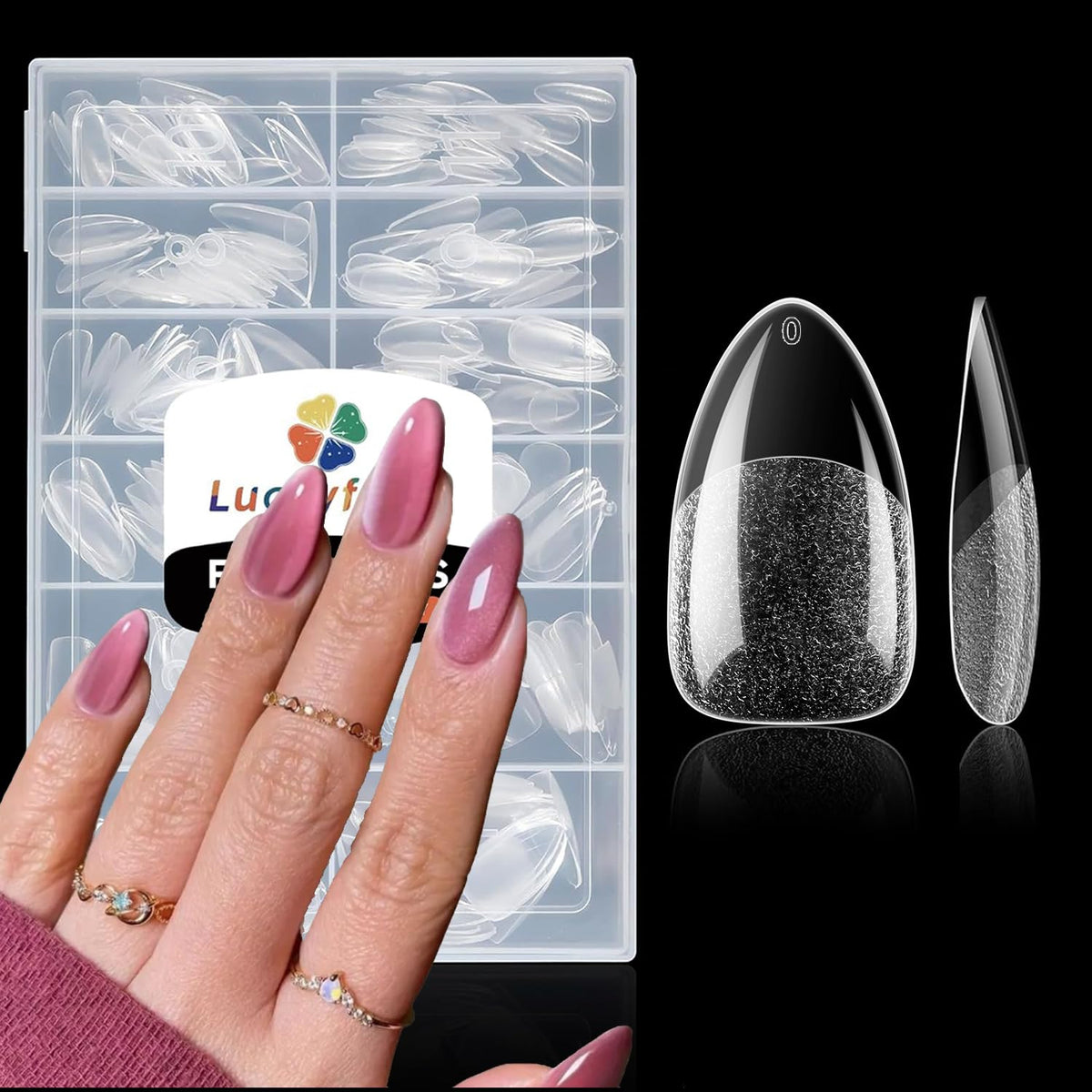 Almond Nail Tips: 504pcs Medium Almond Gel Nail Tips, Pre-shape Half Matte Short Nails Full Cover