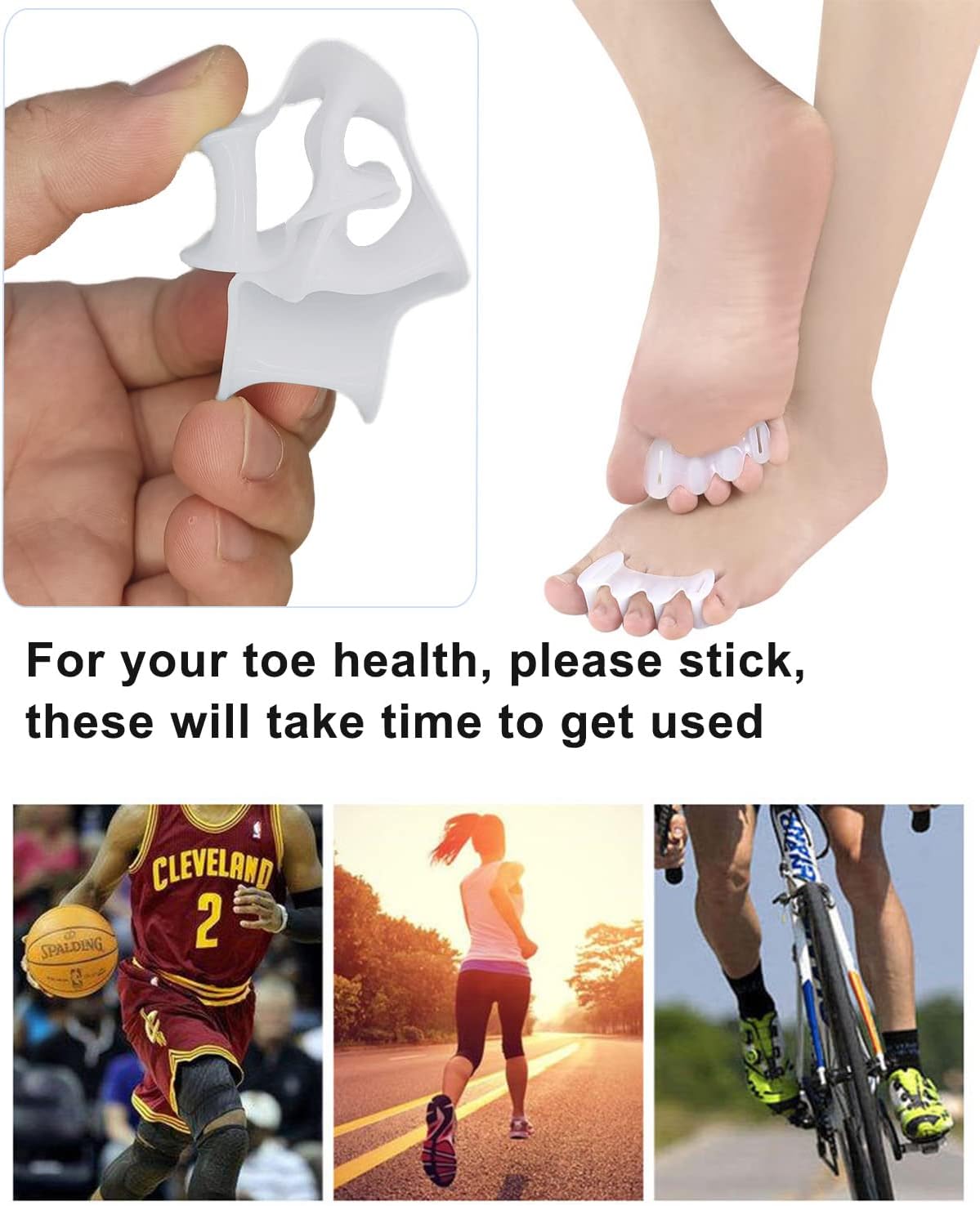 2Pairs Toe Separators Toe Spacers for Women Men to Correct Bunion, Relieve Feet Pain, Foot