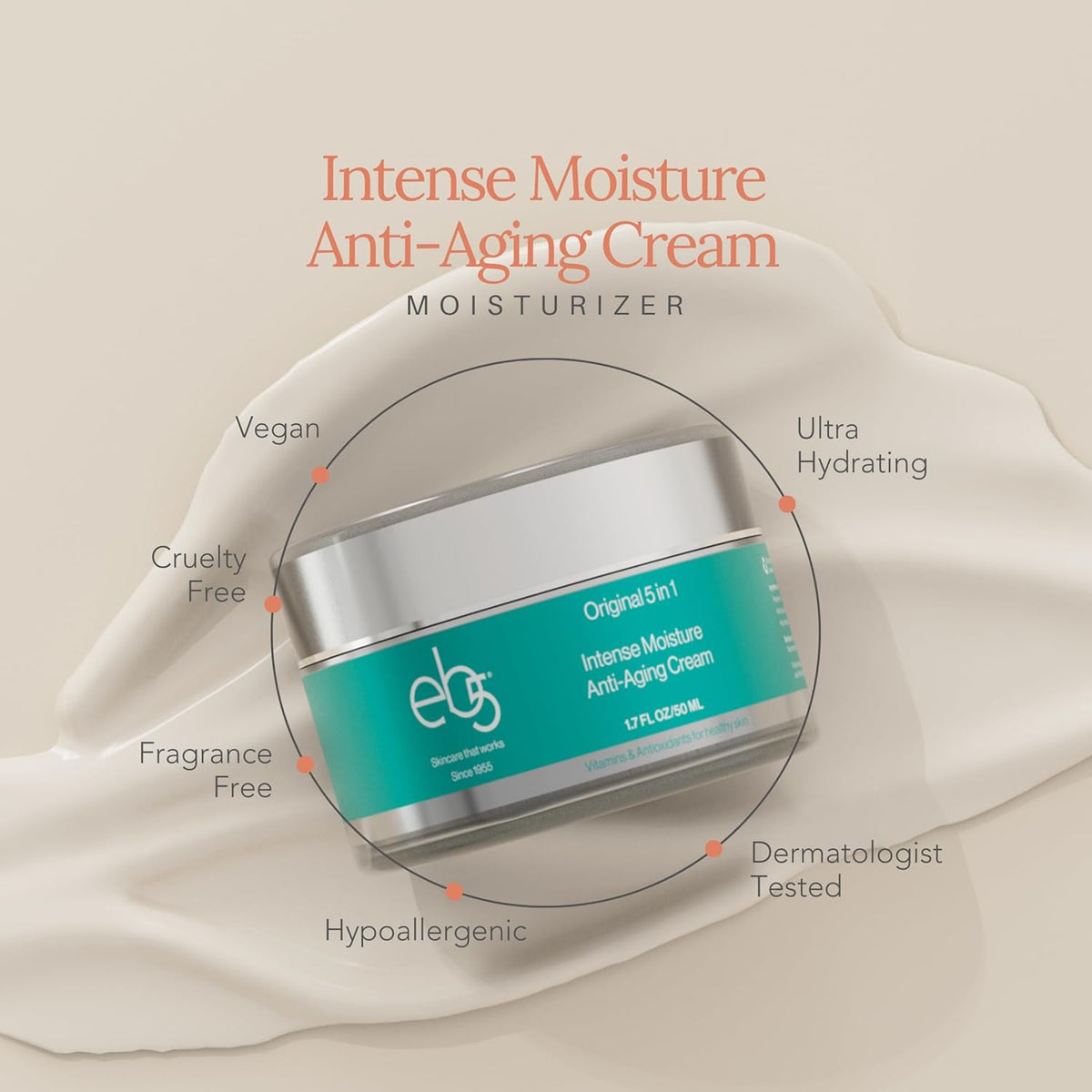 eb5 Intense Moisture Anti Aging Moisturizer Face and Neck Cream- Tone & Tighten Skin with Retinol