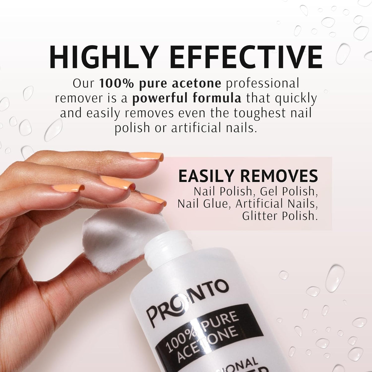 Pronto Acetone Nail Polish Remover 8 Fl Oz with Manicure Kit - Includes Nail File, Buffer, Pusher