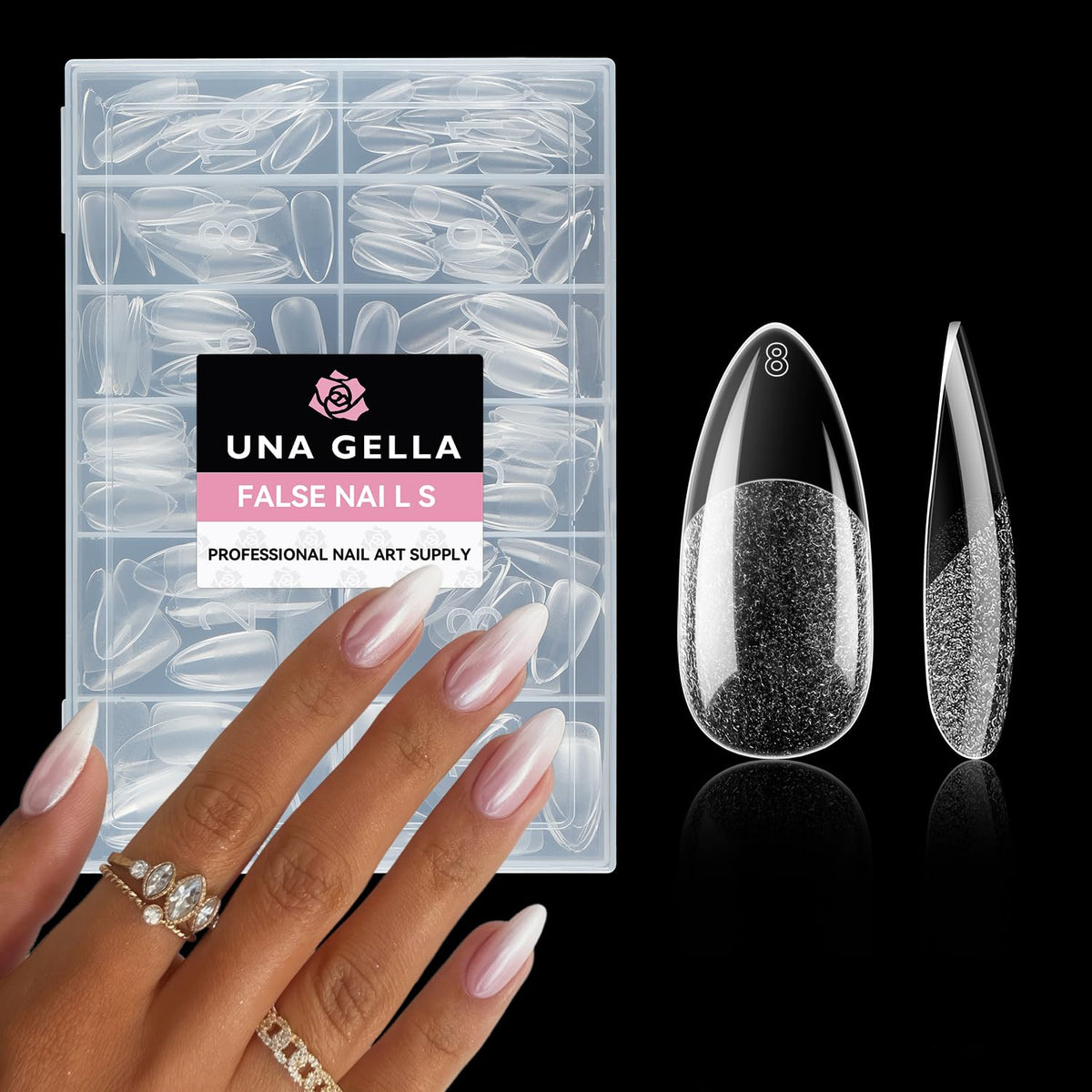 UNA GELLA Almond Nail Tips, 216pcs Pointed Almond Gel Nail Tips Pre-shape Half Matte Full Cover