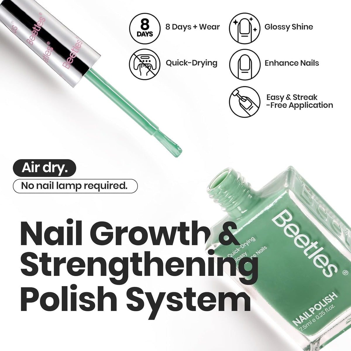 Beetles Green Nail Polish Set P181, 6 Colors Blue White Nail Polish Set, Green Collection Quick Dry