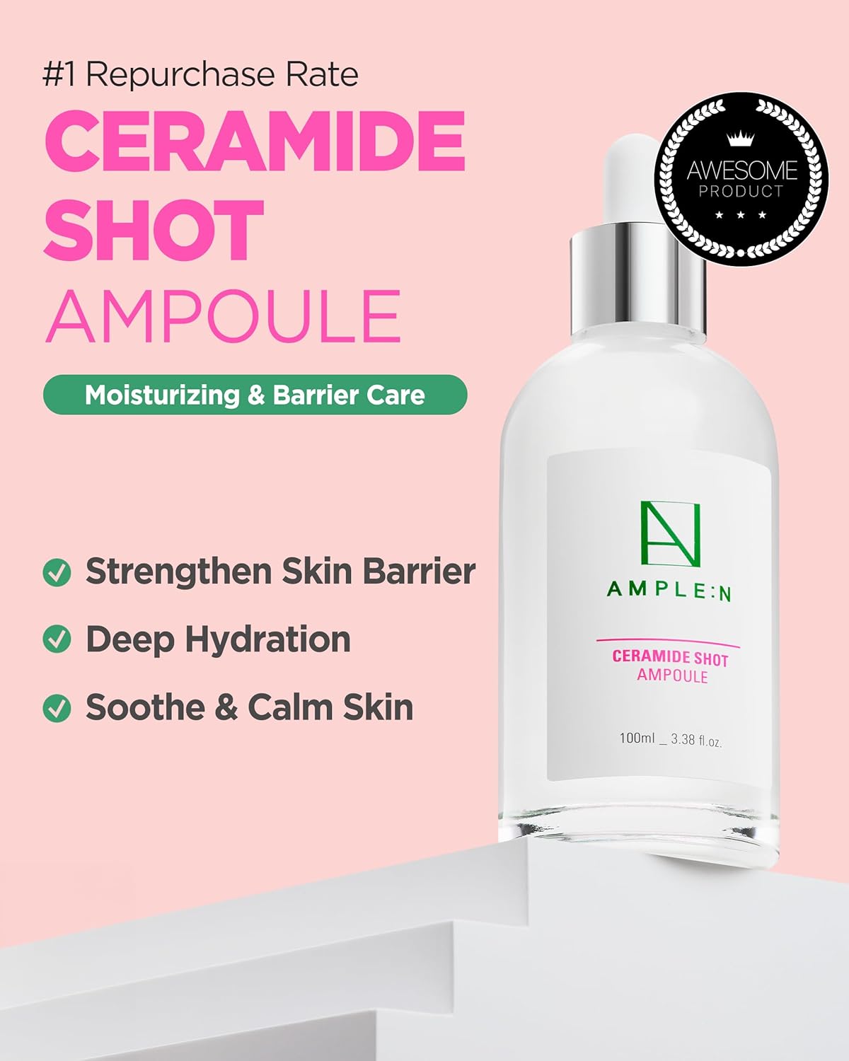 AMPLE:N Ceramide Shot Ampoule – Anti Aging and Hydrating Serum with Ceramide for Deep