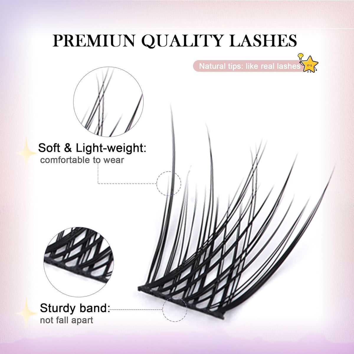 GAQQI Lash Clusters, GQ03 False Eyelashes DIY Lash Extensions D Curl 168PCS Cluster Lashes 12MM