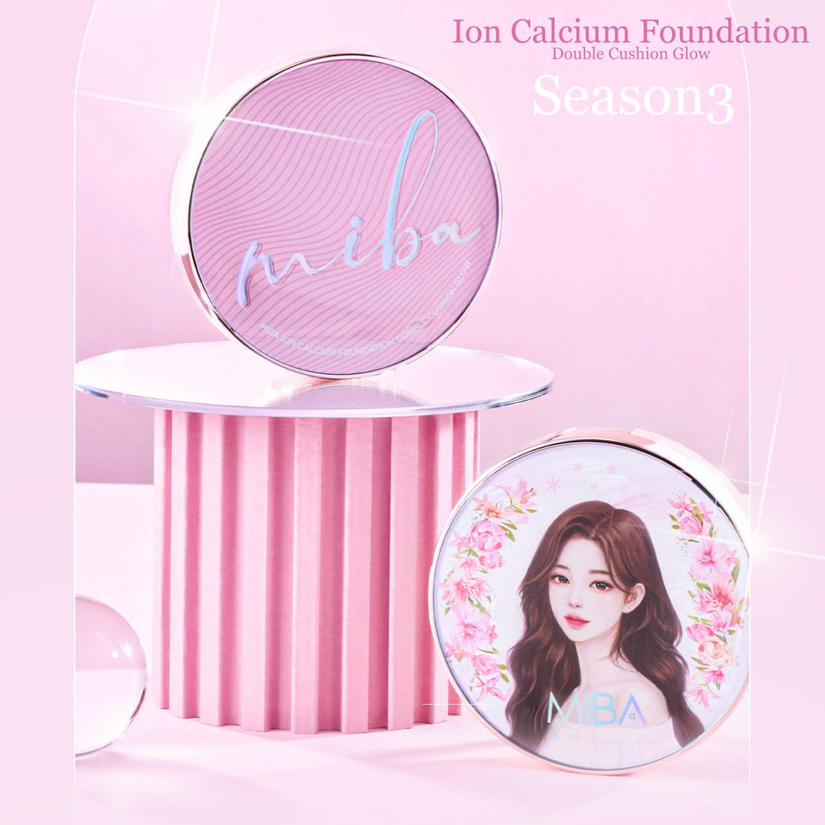 MIBA Ion Calcium Foundation Double Cushion Glow 25 g / 0.88 oz Big Cushion SEASON 3. Long Lasting