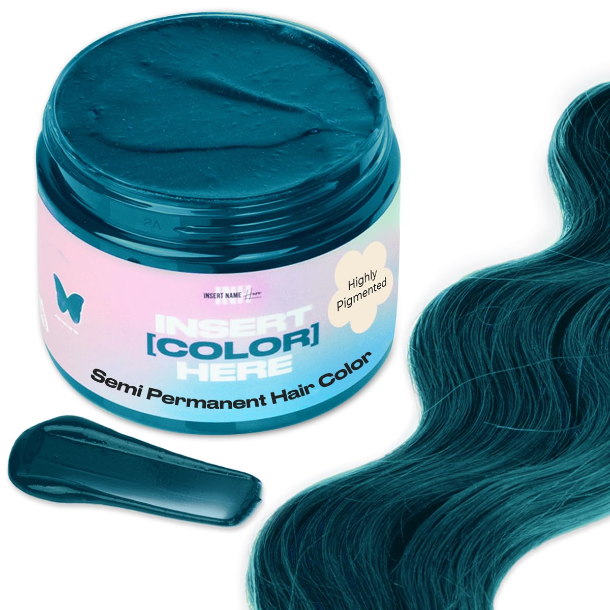 INH Semi Permanent Hair Color | Color Depositing Conditioner, Aquamarine Hair Dye | No Bleach No