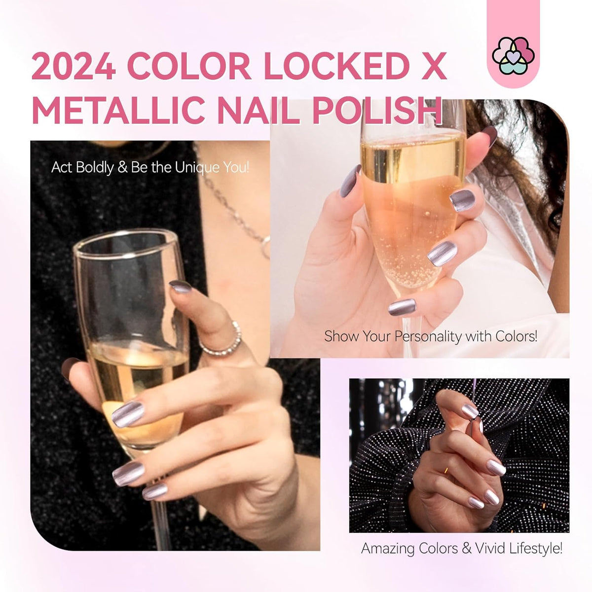 SAVILAND Metallic Nail Polish Rose Glod: Quick Dry Mirror Pink Nail Polish Regular Chrome