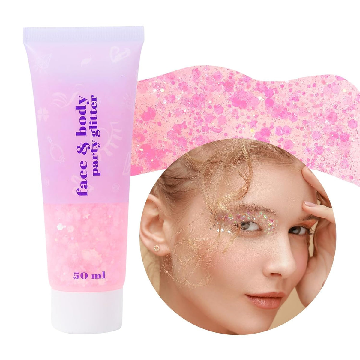 DAGEDA Body Glitter Gel, Face Glitters Body Gel Sequins Shimmer Liquid Eyeshadow, Chunky Glitter