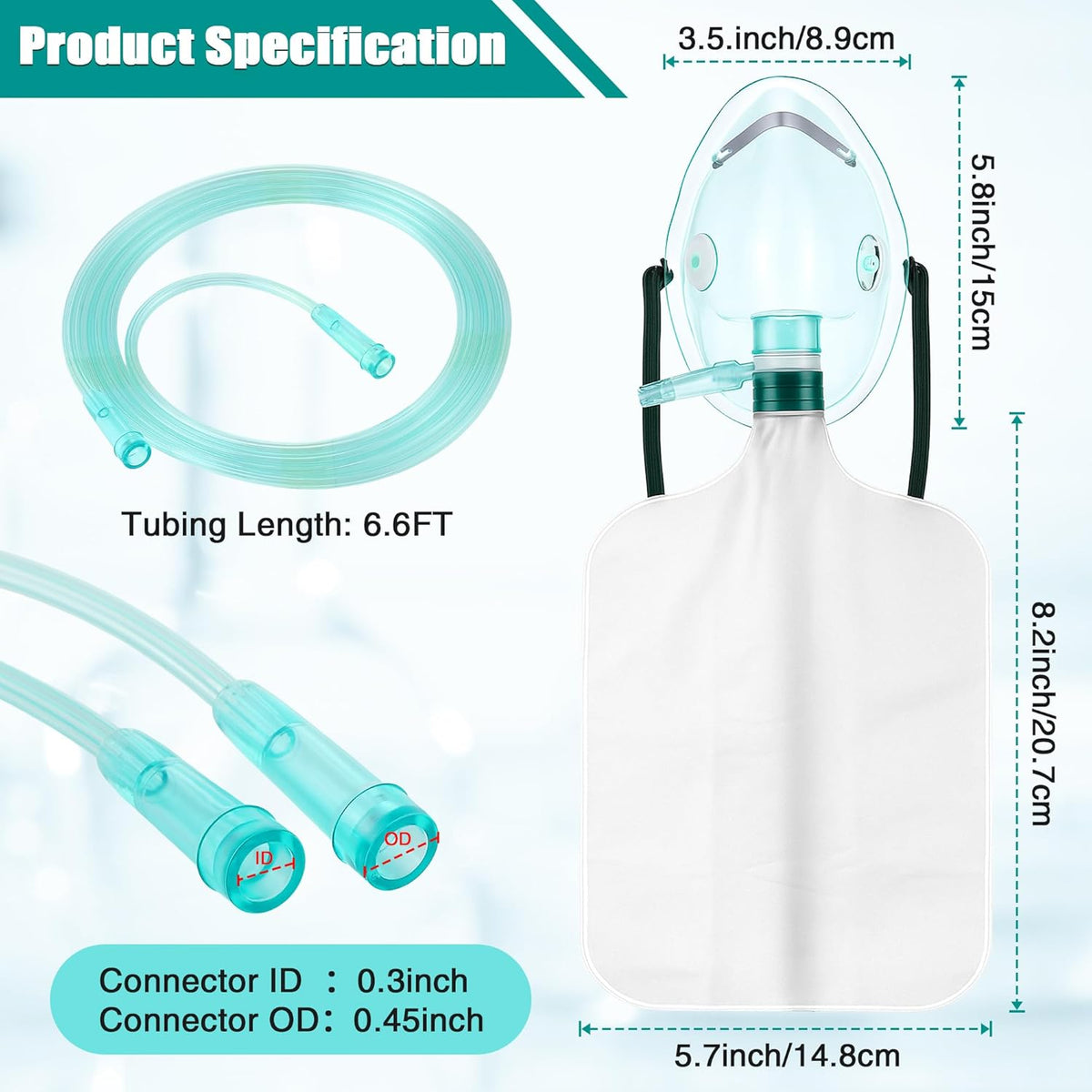 Geiserailie 2PCS XL Non Rebreather Oxygen Mask with Reservoir Bag, Non Rebreathing Oxygen Mask with