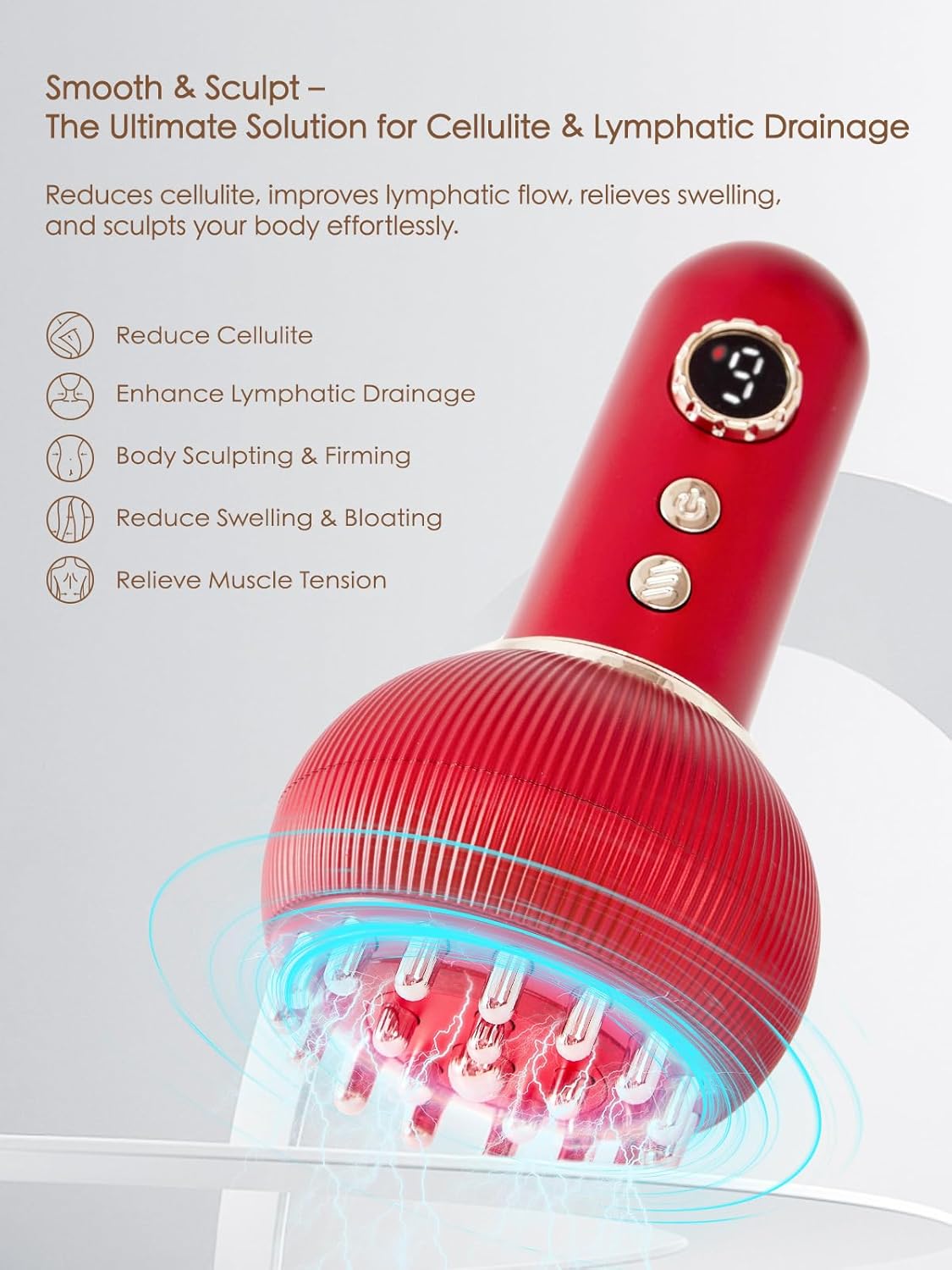 Lymphatic Drainage Massager & Anti Cellulite Massage Tool, Helps Reduce Stretch Marks & Cellulite