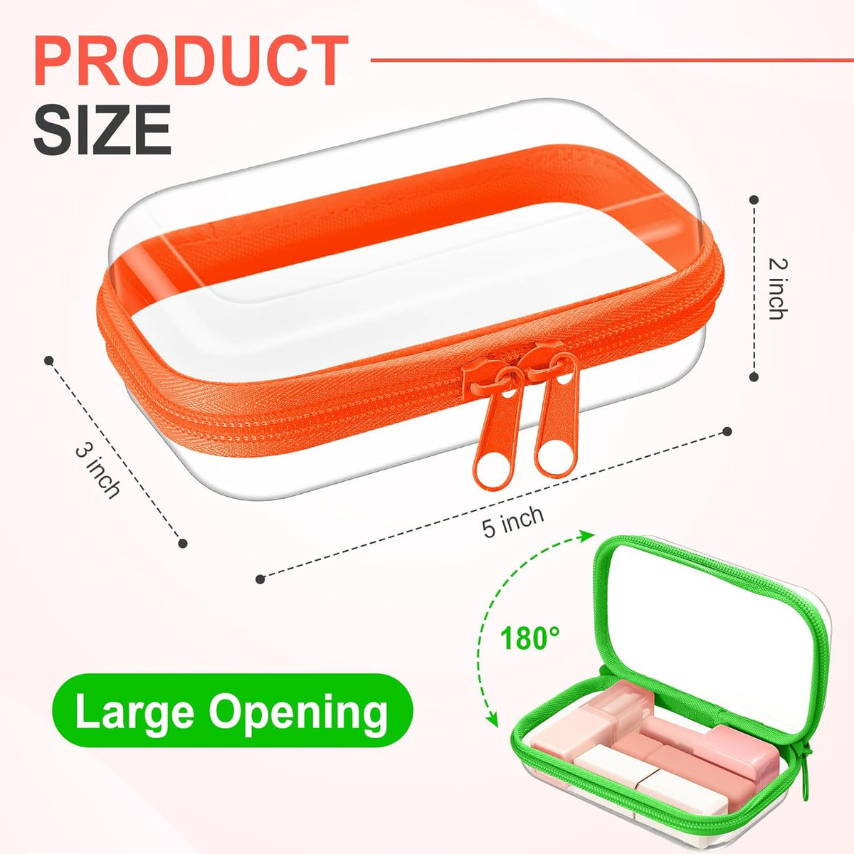 Hoolerry 4 Pcs Hard Clear Zipper Case Makeup Bags Plastic Pencil Pouch Transparent Storage Box