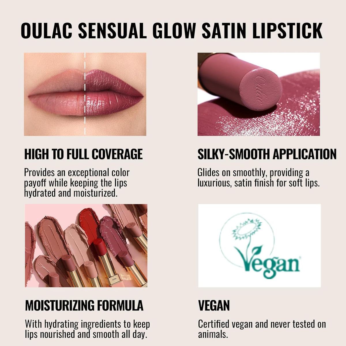 Oulac Brown Lipsticks for Women, Orange Matte Lip Stick, Full Coverage Lip Color, Satin Matte