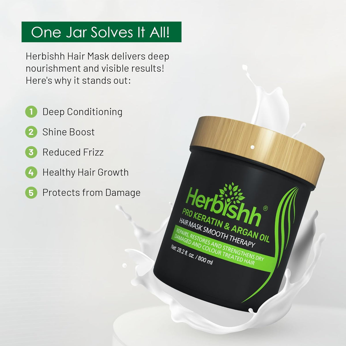Herbishh Argan Hair Mask-Deep Conditioning & Hydration For Healthier Looking Hair- for very Dry