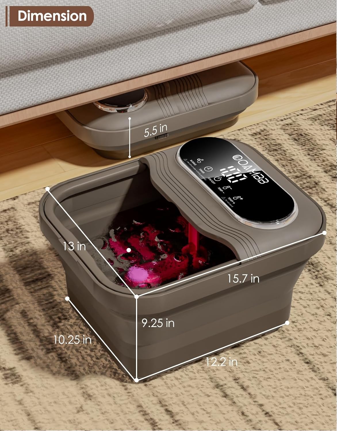 Collapsible Foot Spa with Heat, Bubble and Temp Control, Foot Bath Massager with XL Touch Screen