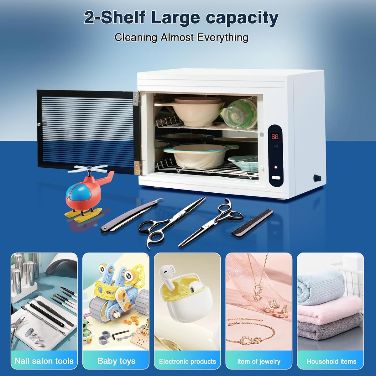 Nail Tool Cleaning Machine 17L Big Capacity UV Sanitizer Cabinet Salon Equipment for Spa Beauty
