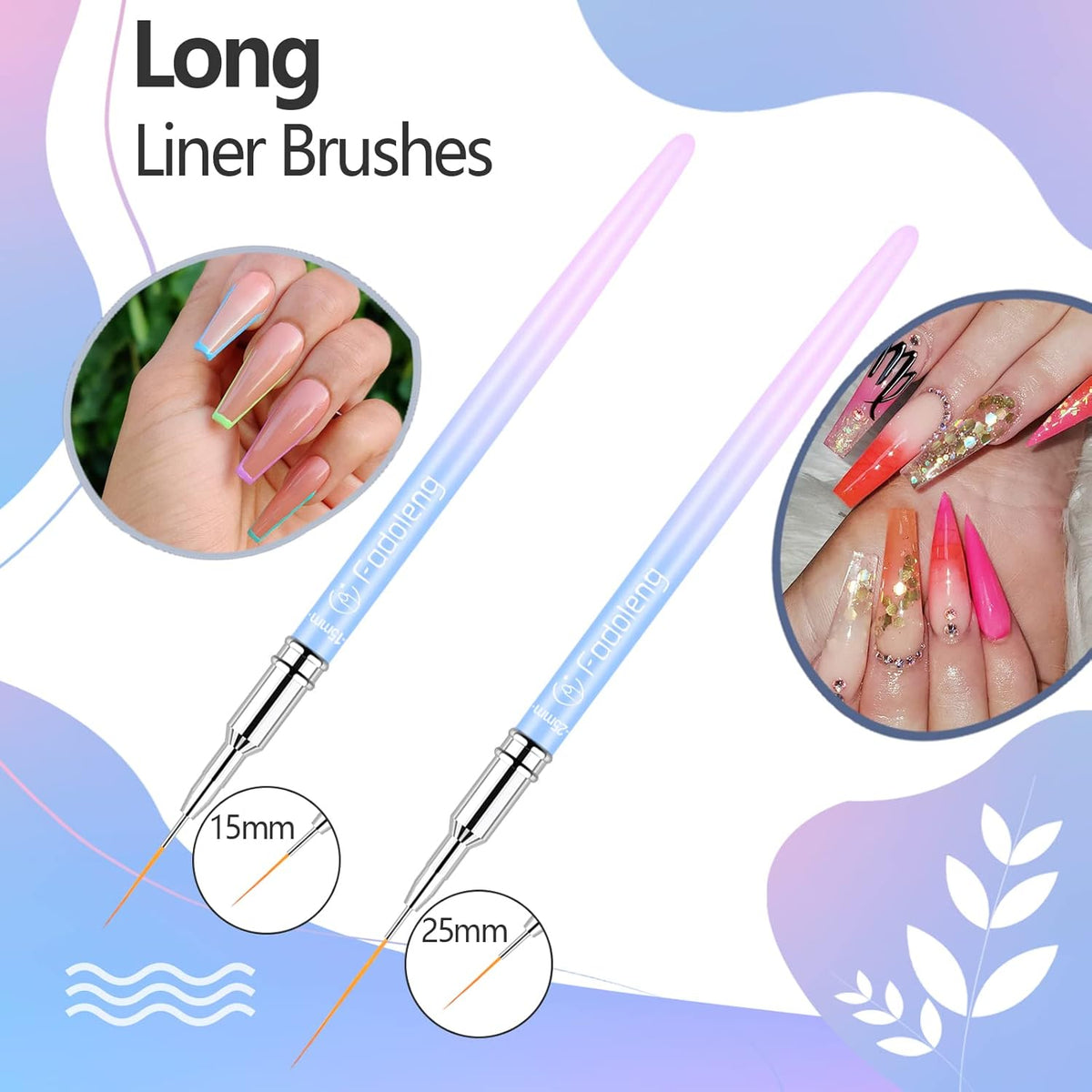 Liner Brush for Nails, 6Pcs Thin Nail Art Brushes Professional Nail Detail Brush for Gel Polish