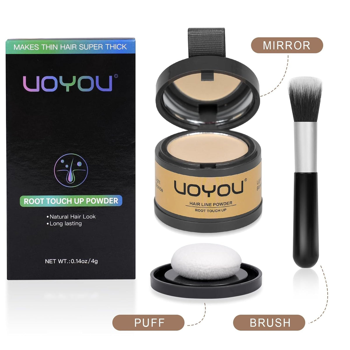 Root Touch Up Powder Instantly Conceals Hair Loss, Gray Root Cover Up Powder, Water & Sweat