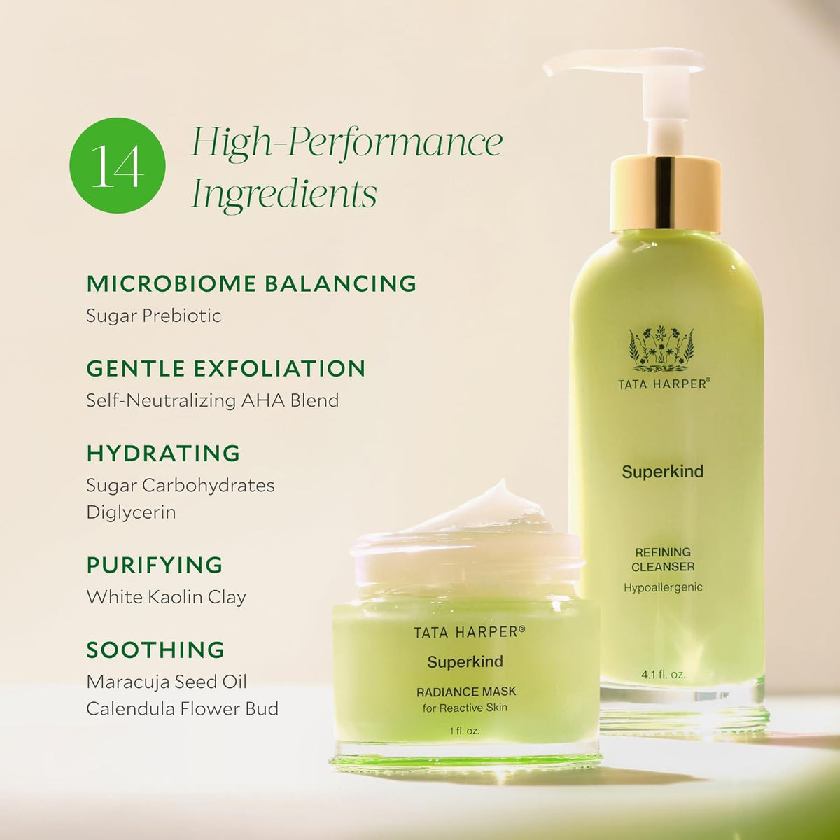 Tata Harper Superkind Radiance Mask, Gentle Glow Mask for Sensitive Skin, Skin Barrier Support