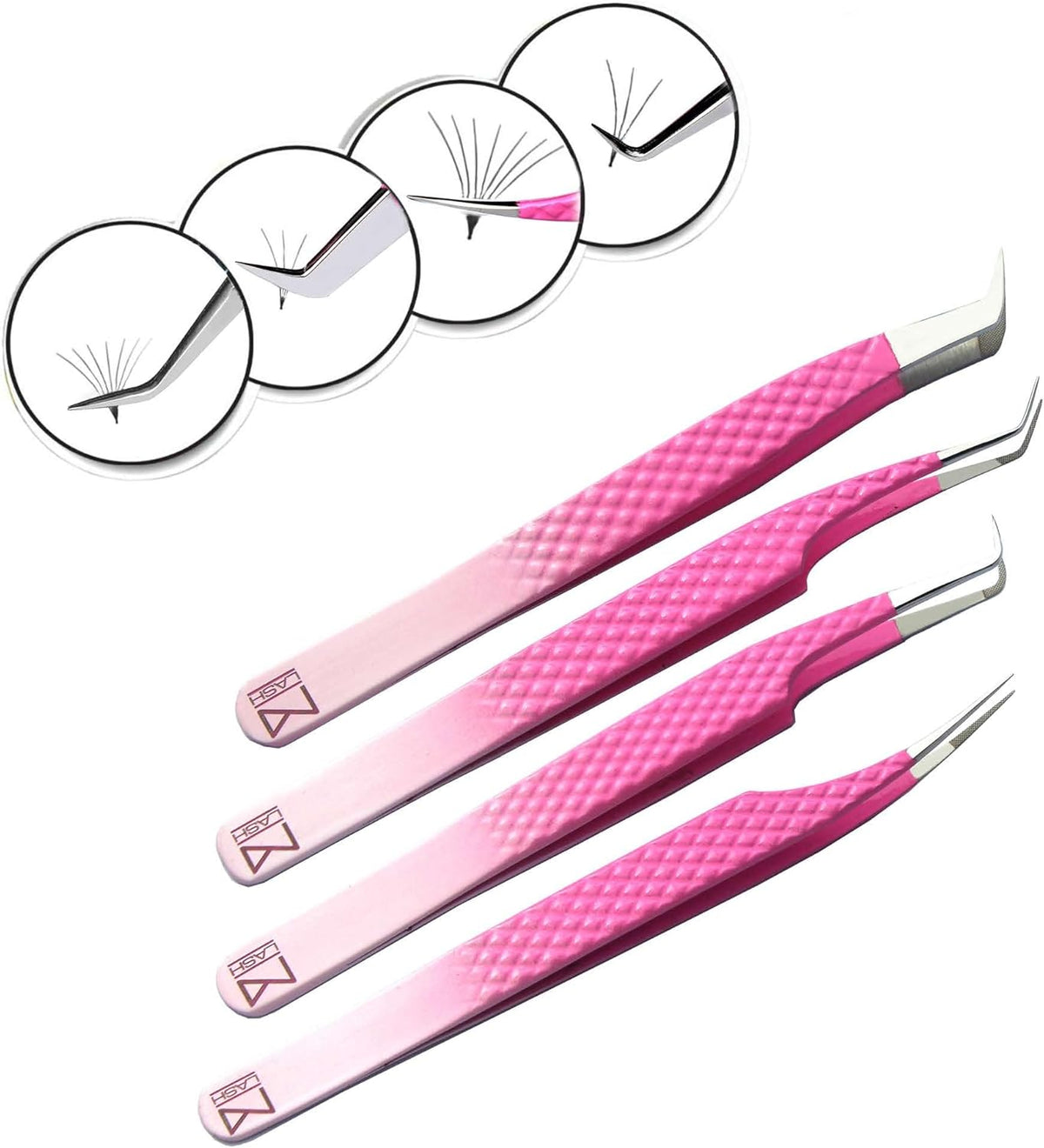 M LASH - V3 Tweezer Set Diamond Grip NANO Fiber Tip - Volume & Classic Eyelash Extensions