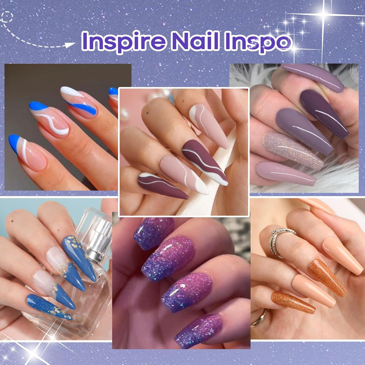 31Pcs Dip Nails Powder Starter Kit, AZUREBEAUTY 20 Colors Purple Blue Glitter Dipping Powder