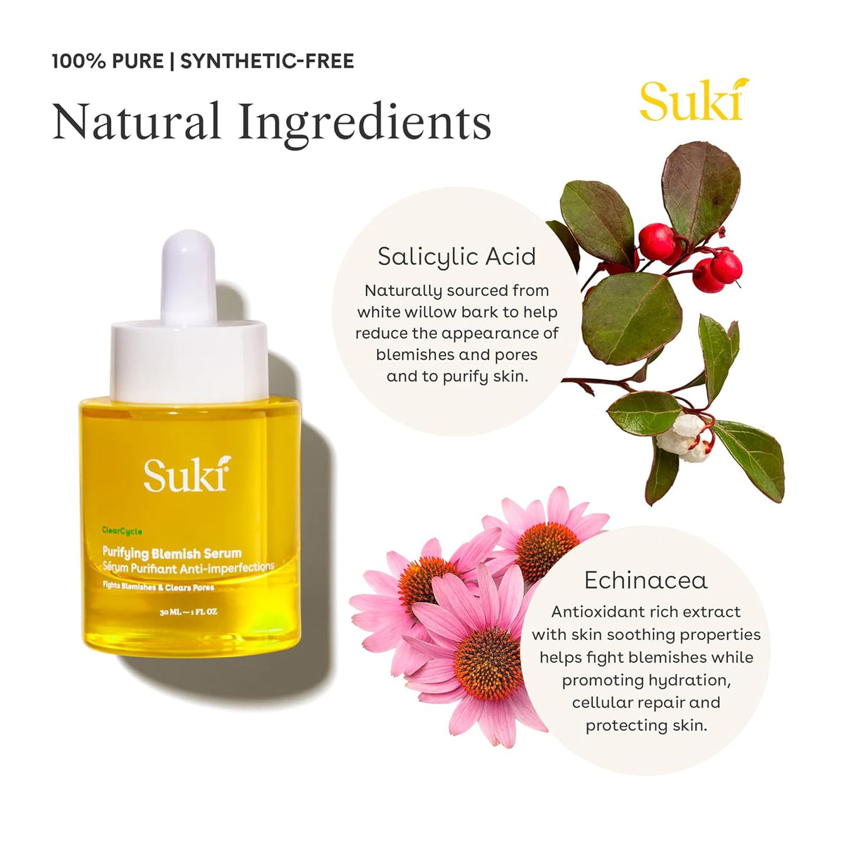 Salicylic Acid Serum - Purifying Blemish Serum for Face & Acne Prone Skin Care with Willow Bark