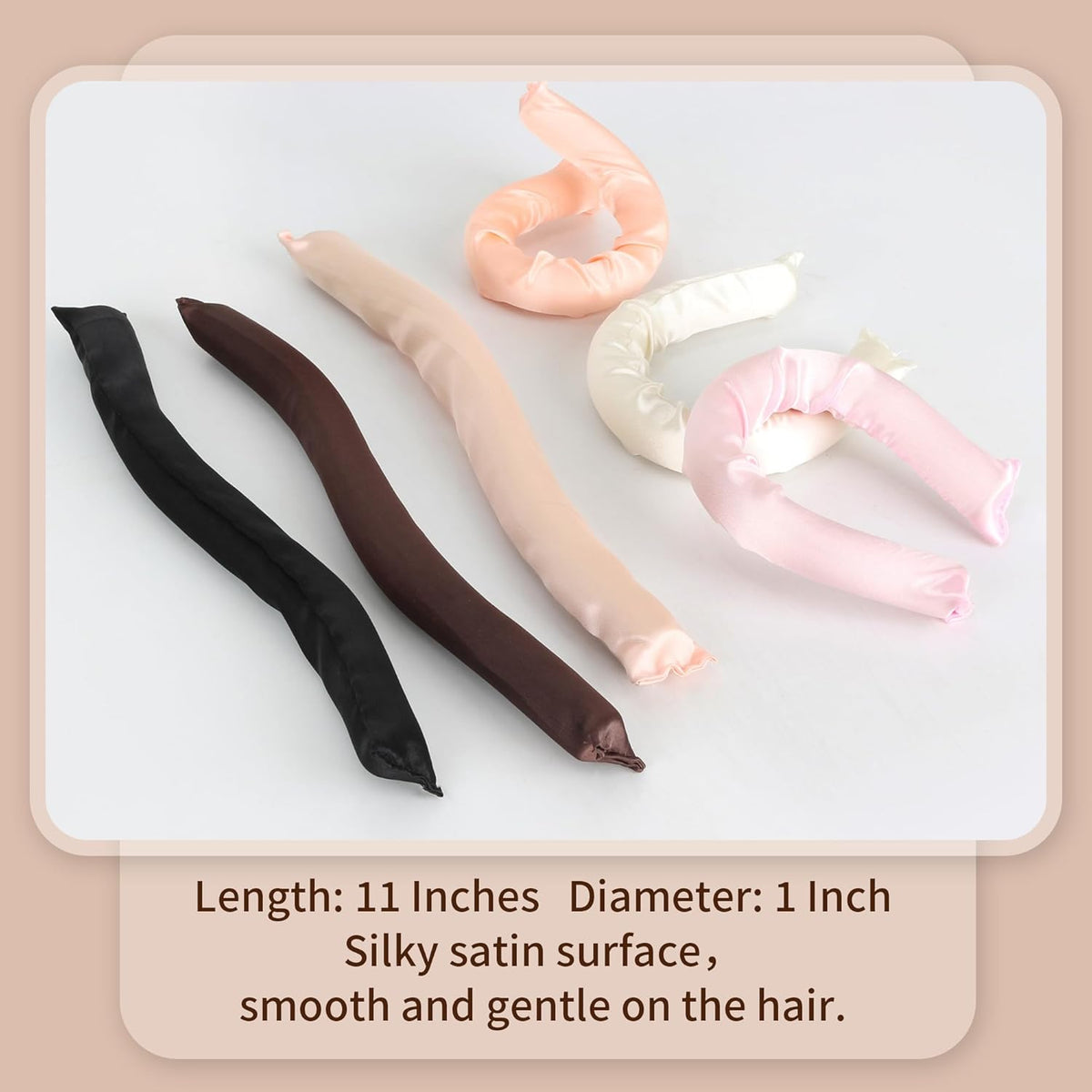 Satin Covered Overnight Hair Curlers, Flexi Rods for Heatless Sleep-in Curls, Curling Rods for