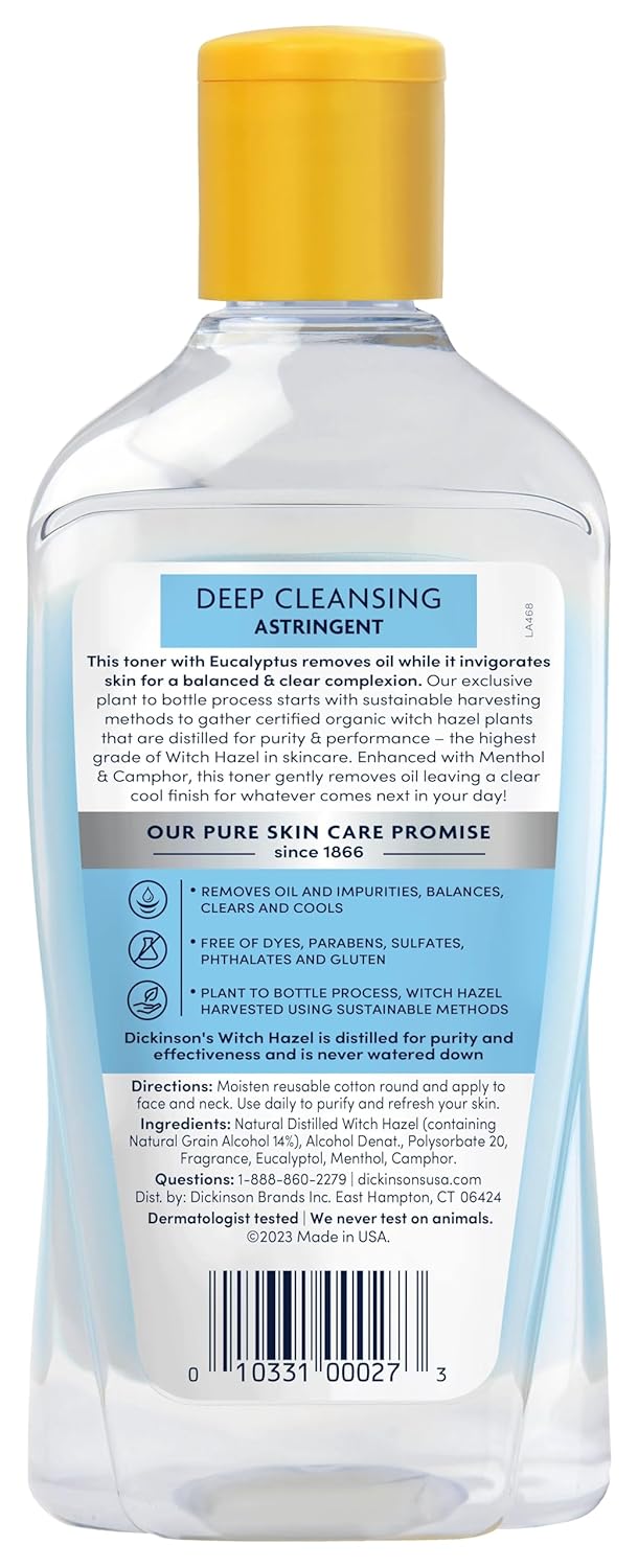 Dickinson's Original Witch Hazel Deep Cleansing Astringent | 100% Natural Distilled Witch Hazel |