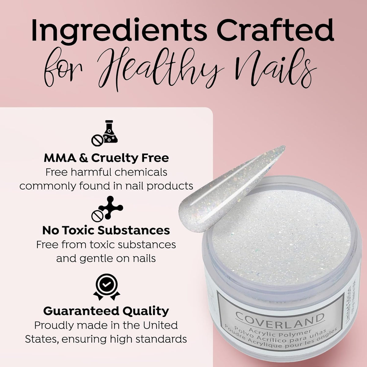 Tones Coverland Acrylic Powder | Frosted Diamonds | 1.5 Oz | Limited Edition for Nail Design |