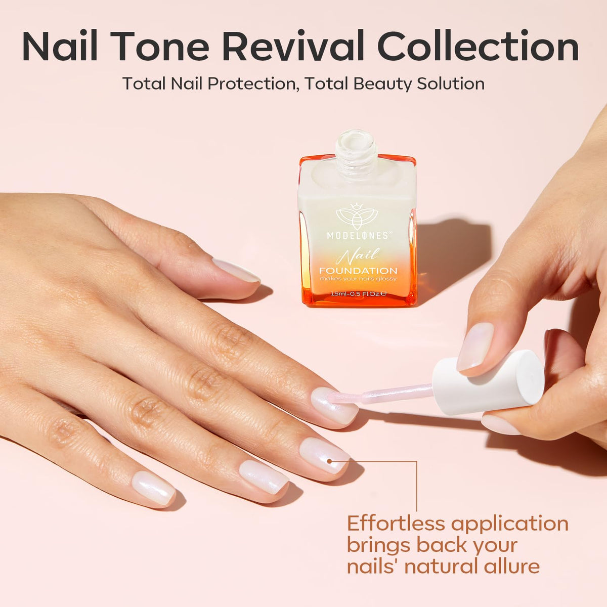 modelones Nail Strengthener, Milky White Nail Polish Natural Nail Concealer Foundation Air Dry Nail