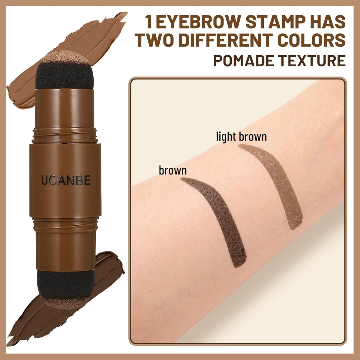 UCANBE 25PCS Eyebrow Stamp Stencil Kit With Dual-Color Eyebrow Stamp Pomade,20 Reusable Eyebrow