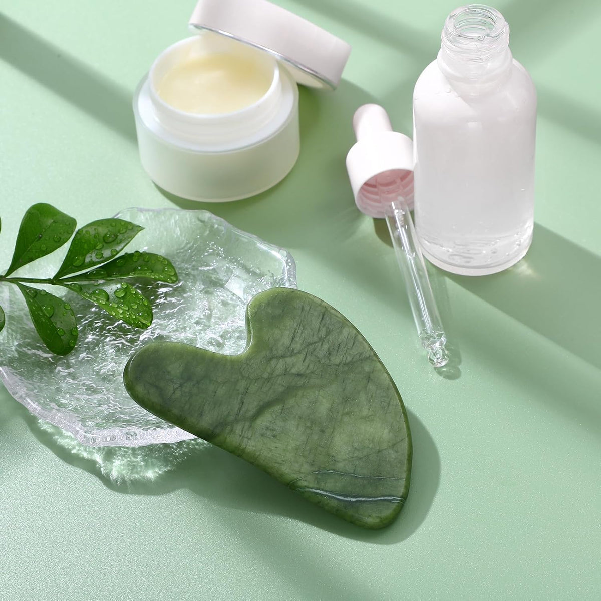 rosenice Gua Sha Scraping Massage Tool Natural Jade Guasha Board for Therapy Trigger Point