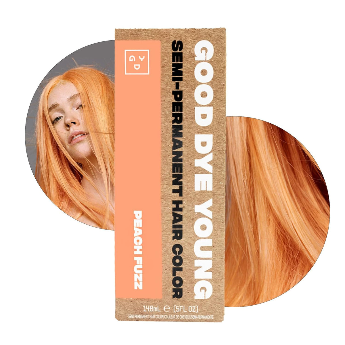 Good Dye Young Semi-Permanent Hair Color, Vegan and Cruelty-Free Peach Orange Hair Dye, Last up to
