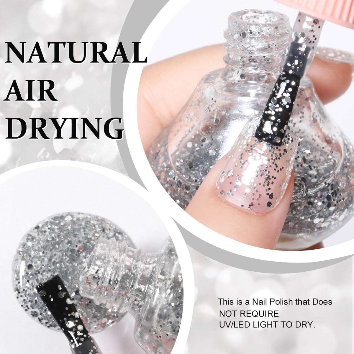 Major Dijit Quick Dry Nail Polish Clear Silver Summer Nail Lacquer for Nail Art Regular Nail Polish