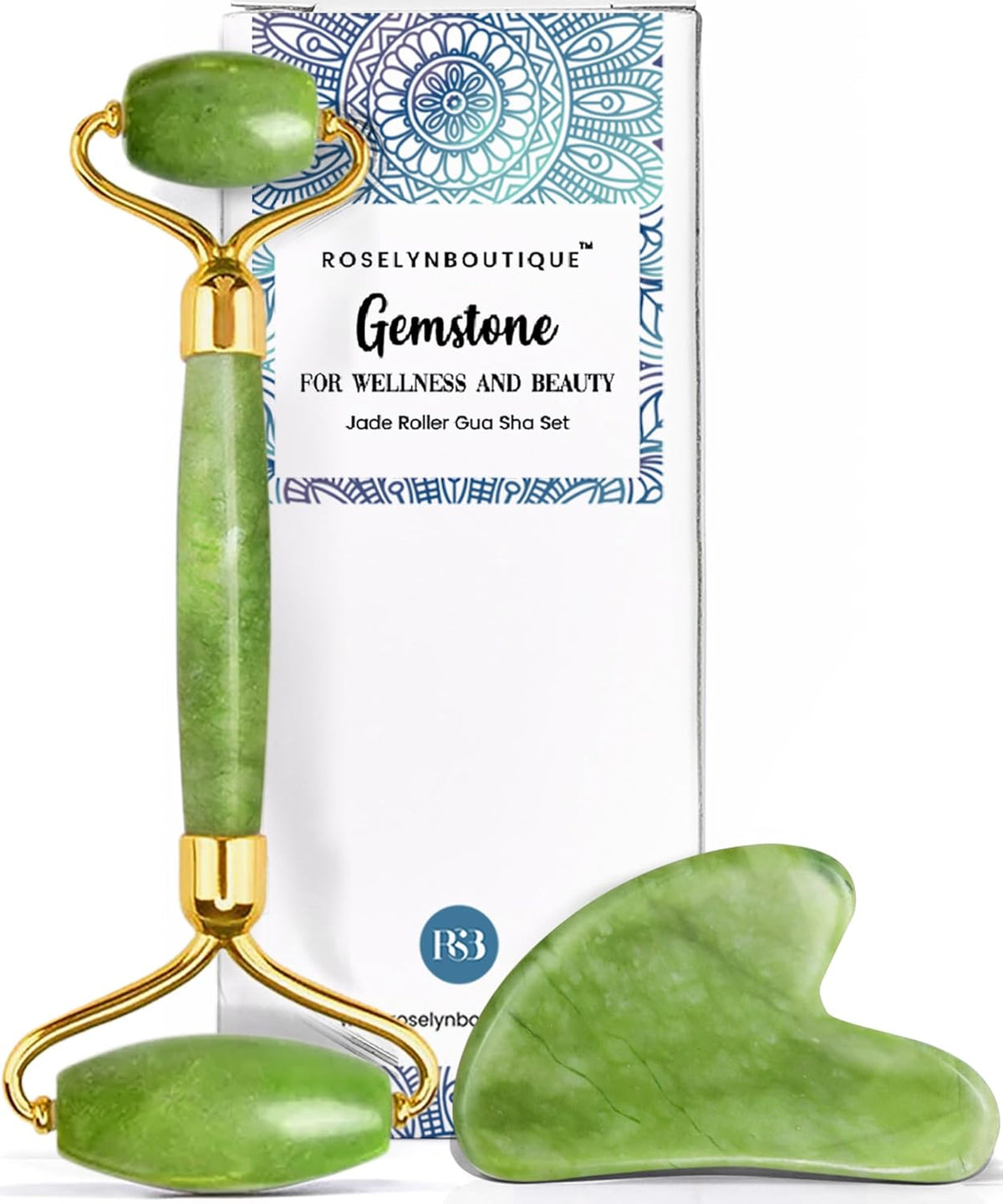 ROSELYNBOUTIQUE Gua Sha Facial Tools & Face Roller for Lift Wrinkless Natural Skincare Tool Jade