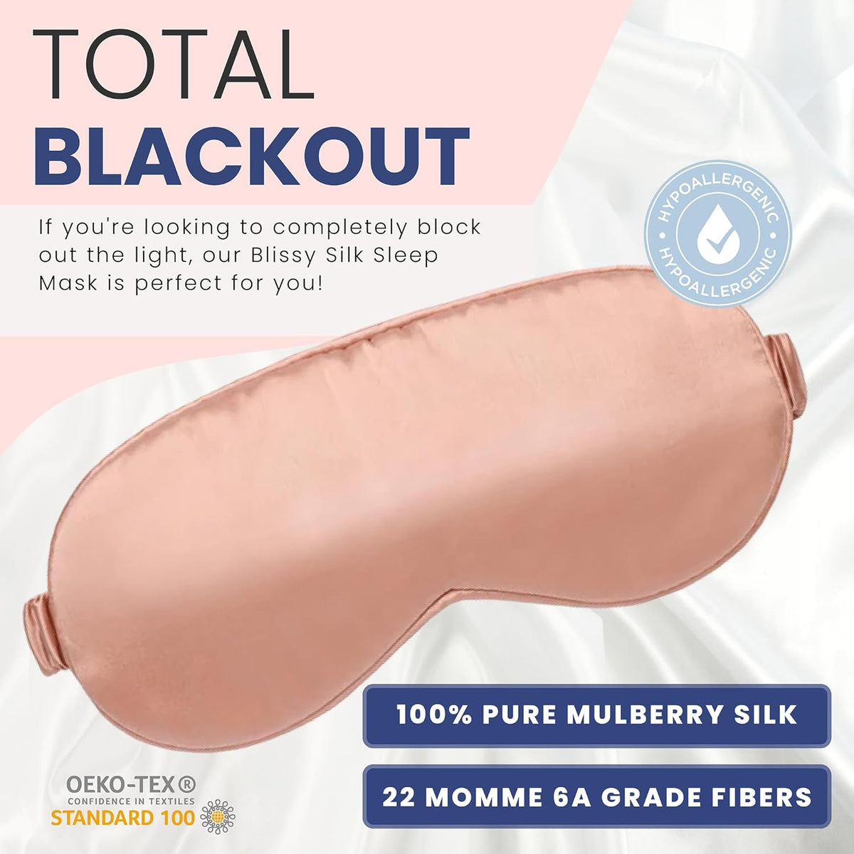 Blissy Silk Sleep Mask - Silk Eye Sleeping Mask for Women & Men for Total Blackout - 100% Pure
