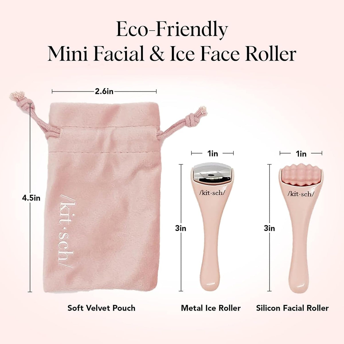 Kitsch Mini Facial Roller & Ice Face Roller Skin Care Tool Set for Women - Face Massager for Puffy