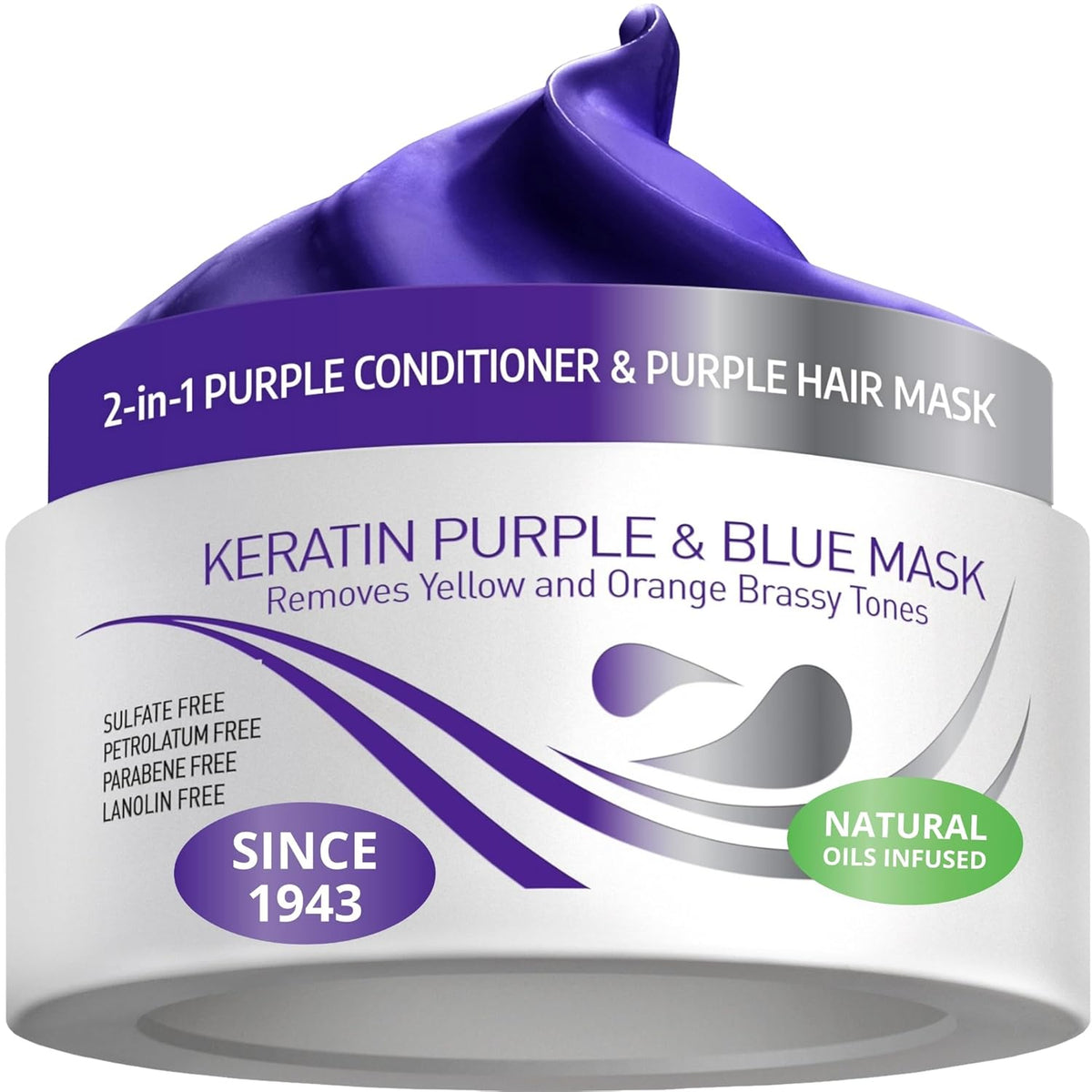 VITAMINS hair cosmetics Keratin Purple Hair Mask - Blue Hair Mask Deep Conditioner Treatment