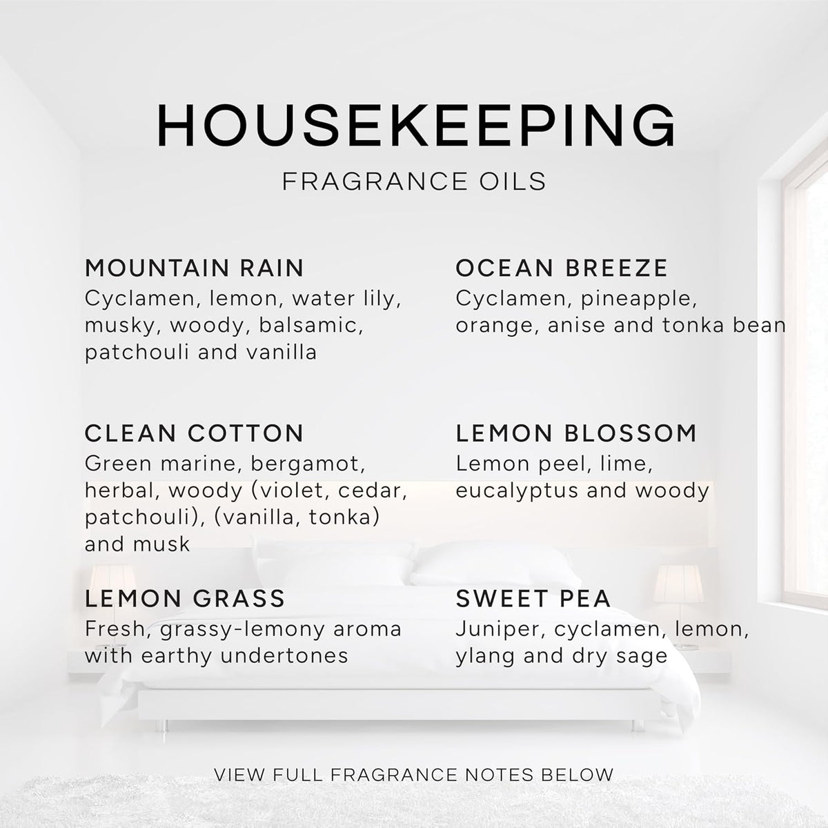 Eternal Essence Oils Housekeeping Set of 6 Premium Fragrance Oils - Includes Clean Cotton, Lemon