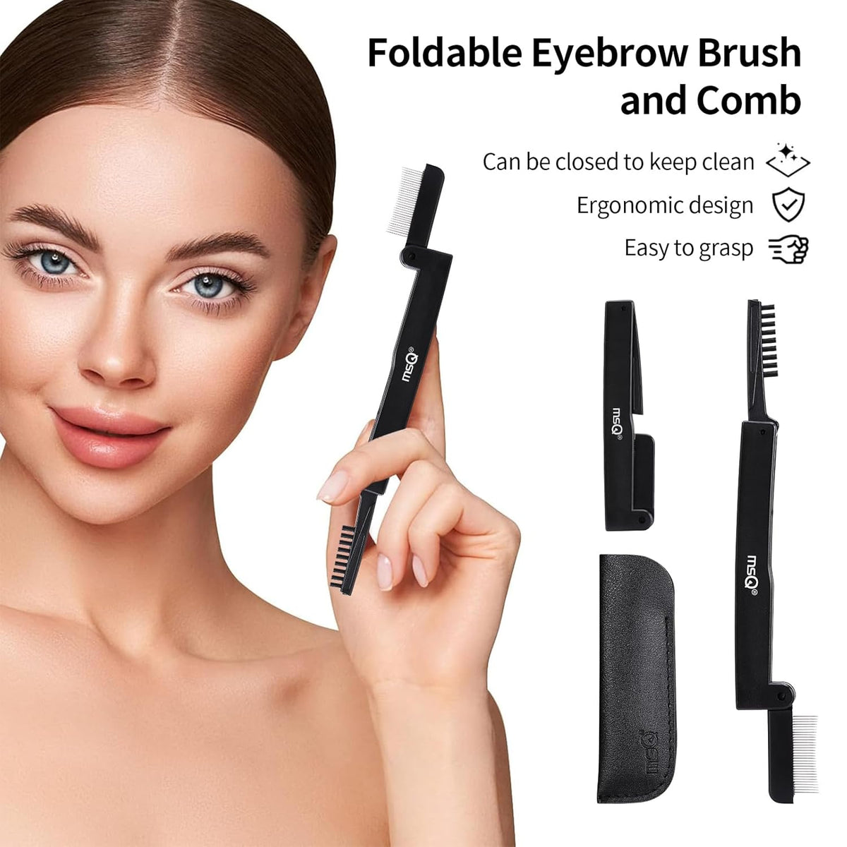 Eyelash Comb MSQ Eyelash Separator Folding Eyelash Comb Brow Brush Mascara Applicator Eyelash &
