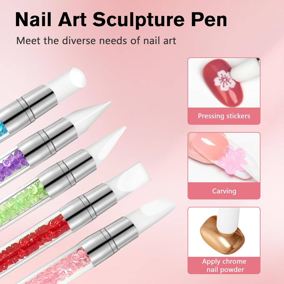 Nail Art Brushes, 23Pcs Set Nail Art Tools, including 2 Way Nail Art Sculpture Pen Dotting Pen