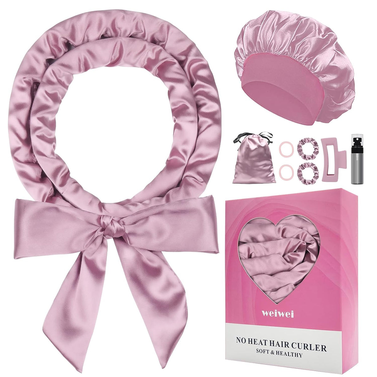 weiwei Satin Heatless Curlers Hair Curler, No Heat Curls Overnight Hair Curlers to Sleep In