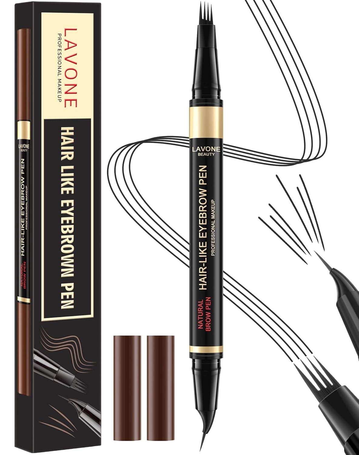 LAVONE Eyebrow Pen, 2-in-1 Eyebrow Pencils for Women with 4 Tip Microblading Eyebrow Pencil and