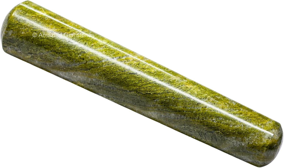 Amazing Gemstone Vesuvianite Crystal Wand Massage Stick - Pelvic Wand Gua Sha for Adults - Crystals