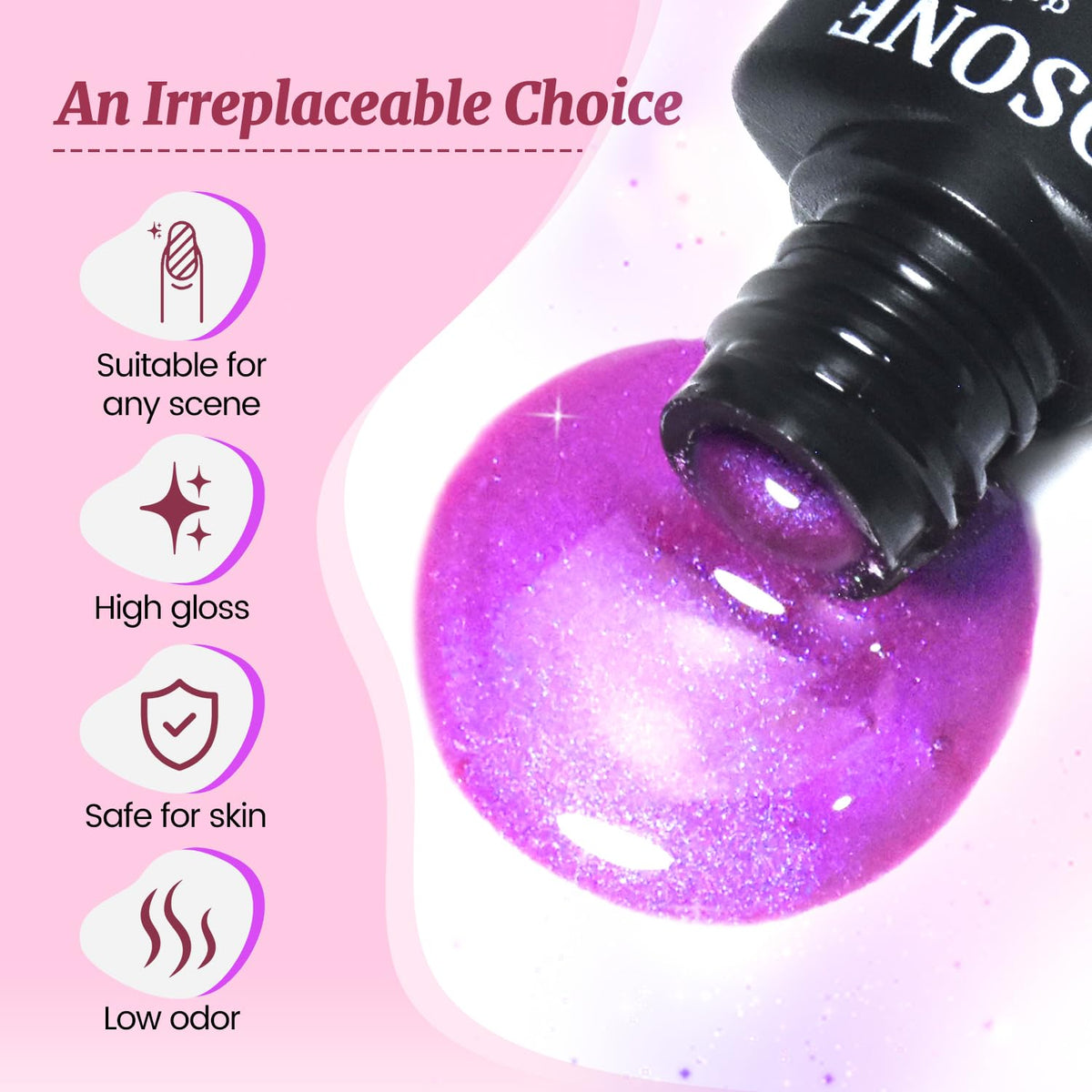 JODSONE 20 Glitter Color Gel Nail Polish Kit 3 Bottles of No Wipe Base Coat Glossy and Matte Top
