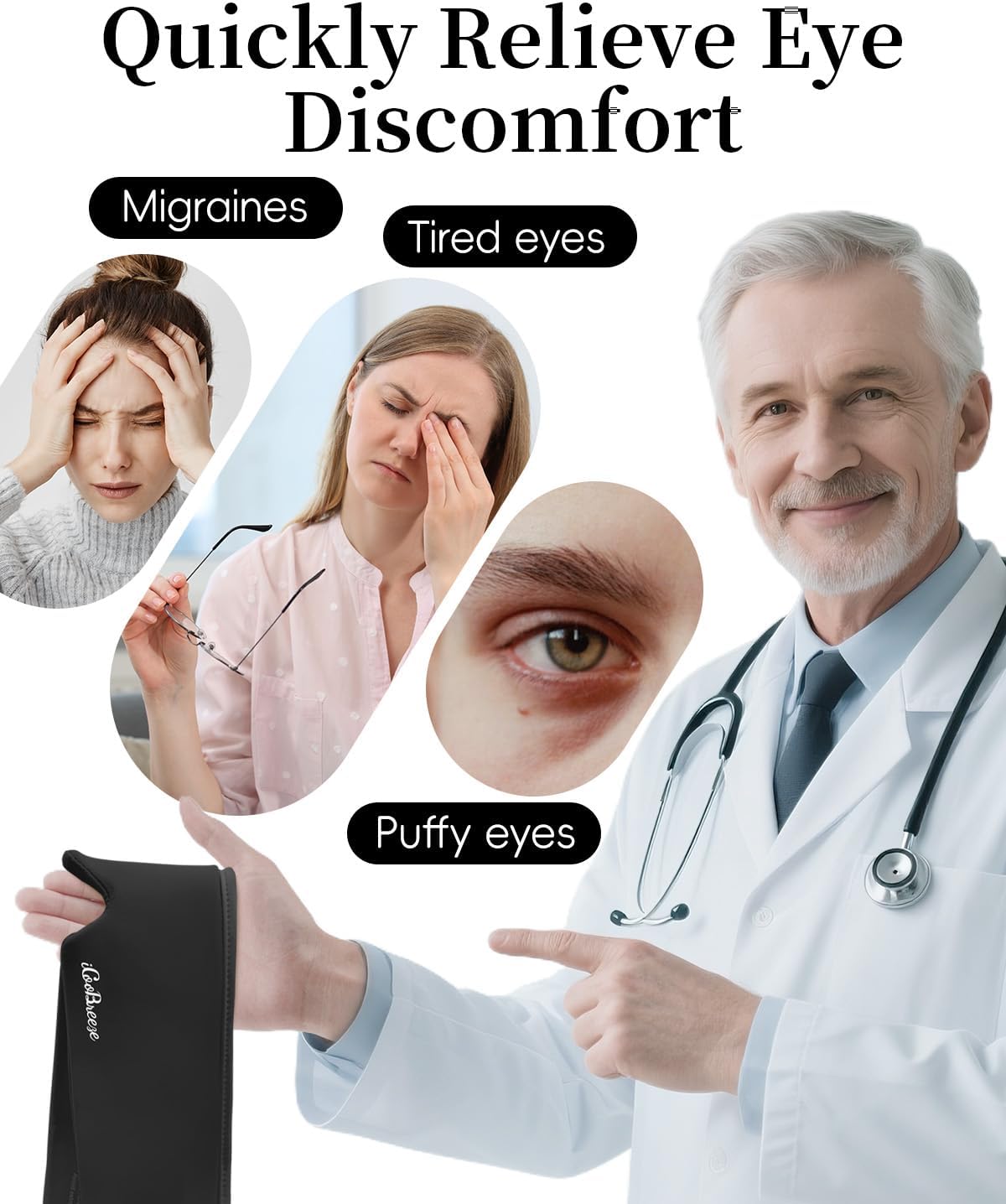 Cooling Eye Mask for Puffy Eyes, Headache and Migraine Relief Gel Eye Mask, for Headache